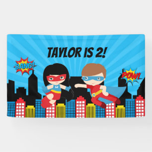 Superhero Anniversaire de fête Contexte Bannière G