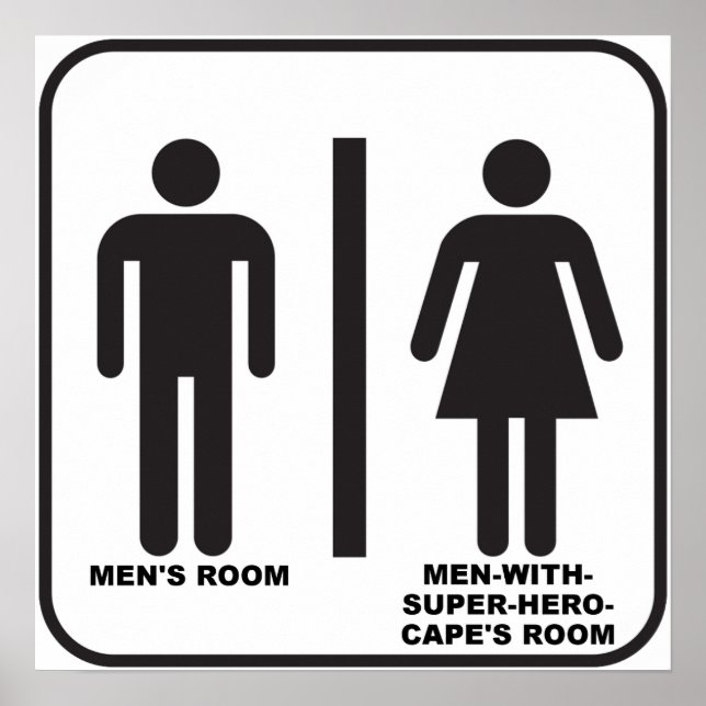 Superhero Bathroom Funny Poster (Devant)