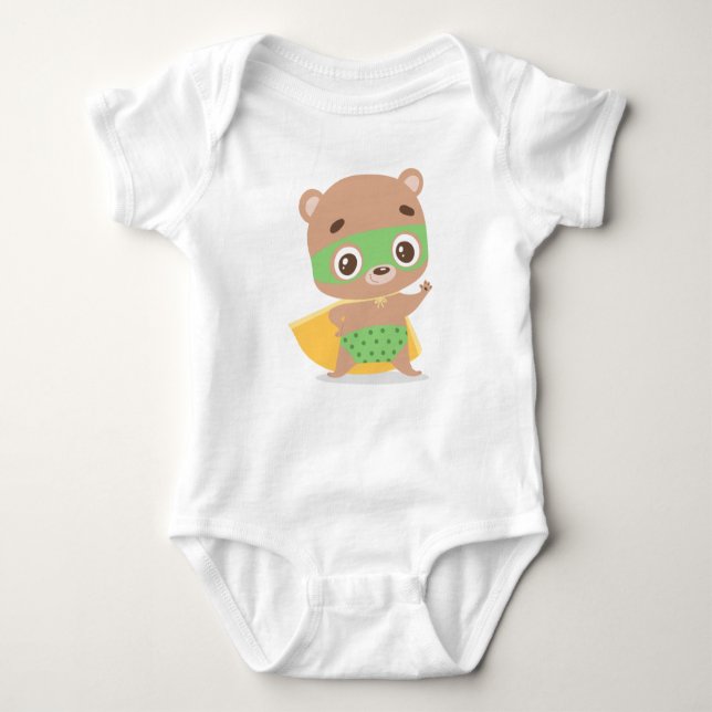 Superhero Bear Baby Sleeper Bodysuit Strampler (Vorderseite)