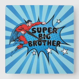 Superhero Becoming a Big Brother Quadratische Wanduhr