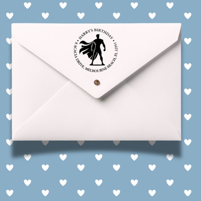 Superhero Birthday Bash Permastempel (Make every party special with our Superhero Party Self-inking Stamp.)