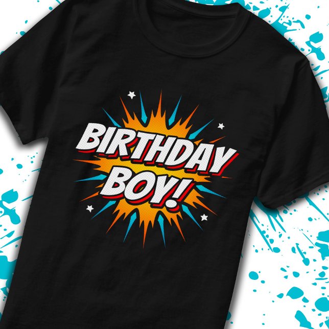 Superhero Birthday Boy Comic Spaß Kinder Comic Par T-Shirt (Von Creator hochgeladen)