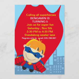 Superhero Birthday Einladung für den Superboy bl