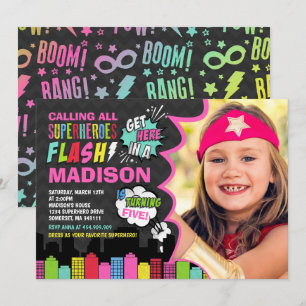 Superhero Birthday Einladung Pink Superhero Party