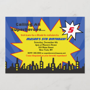 Superhero Birthday Party Einladungen Boys