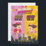 Superhero Birthday Sister Pink Gelbe Gelbe Gelbe P Einladung<br><div class="desc">Superheld Birthday Schwester Pink Gelbe Gelbe Joint Party Einladung! Perfekt für jeden Altersgeburtstag,  ändern Sie einfach den Text auf Anzug Ihres Party. Rückdruck im Lieferumfang enthalten.</div>