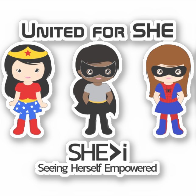 SUPERHERO Black Kontur - vereint für SHE Aufkleber (Vorderseite)