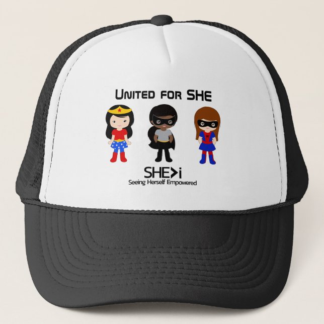 SUPERHERO Black Kontur - vereint für SHE Truckerkappe (Vorderseite)