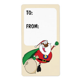 Superhero Black Santa Gift Label