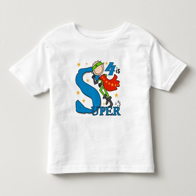 Superhero Boy 4th Birthday Tshirts et cadeaux (Devant)