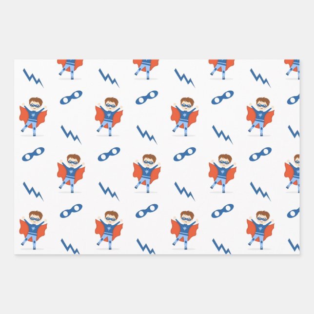 Superhero Boy Geschenkpapier Set (Vorderseite)
