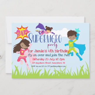 Superhero Boy/Girl Birthday Party Einladung