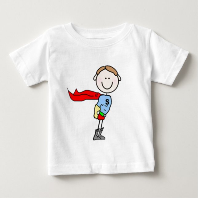 Superhero Boy Strichmännchen Baby T-shirt (Vorderseite)