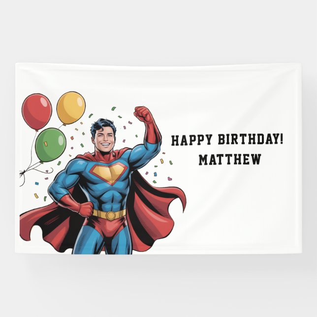 Superhero Boys Birthday Party Banner (Horizontal)