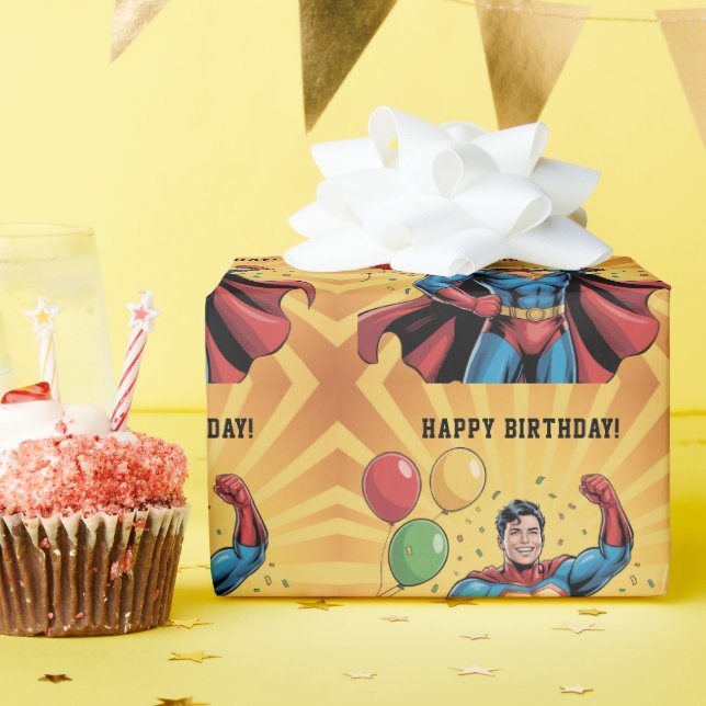 Superhero Boys Birthday Party Geschenkpapier (Geburtstagsparty)