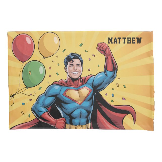 Superhero Boys Birthday Party Gift Kissenbezug (Vorderseite)