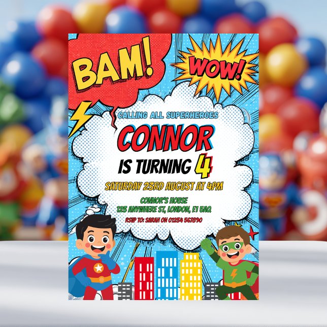 Superhero Boys Birthday Party Invitation (Créateur téléchargé)