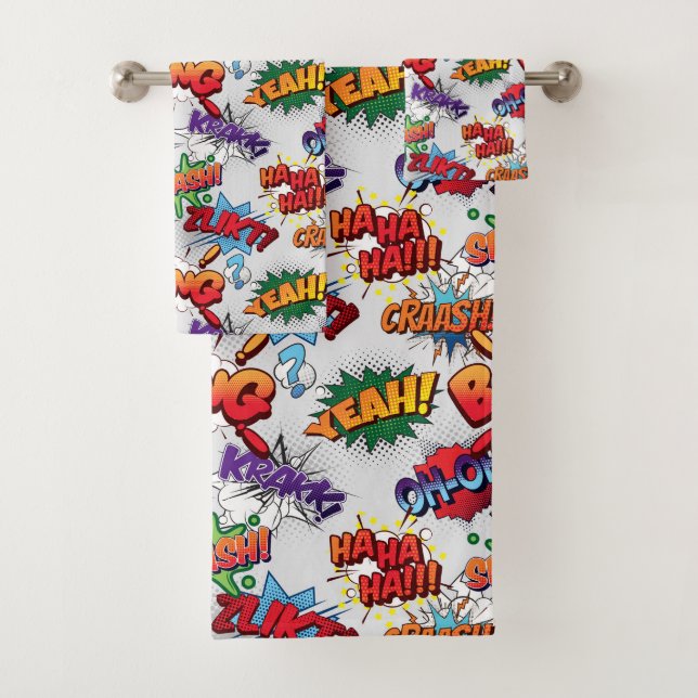 Superhero Bubble Pattern Badhandtuch Set (Insitu)