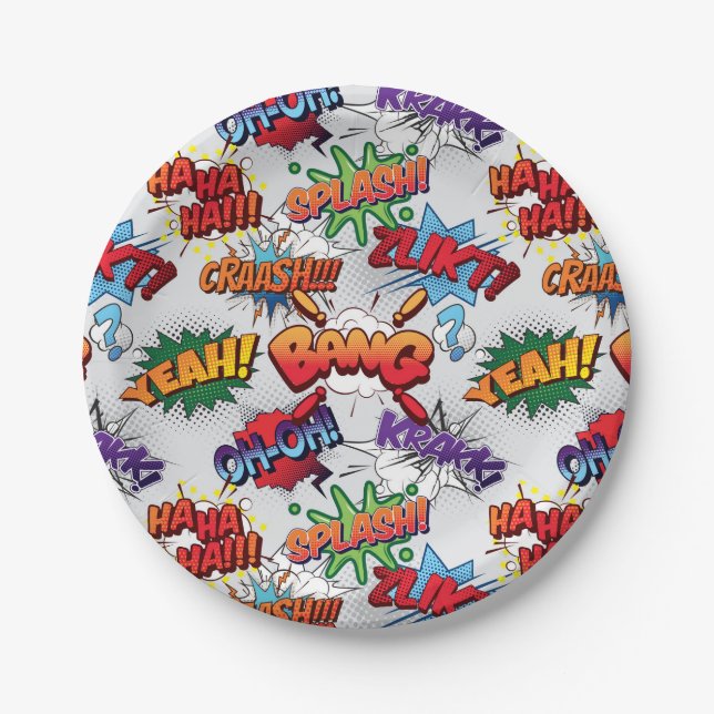 Superhero Bubble Pattern Pappteller (Vorderseite)