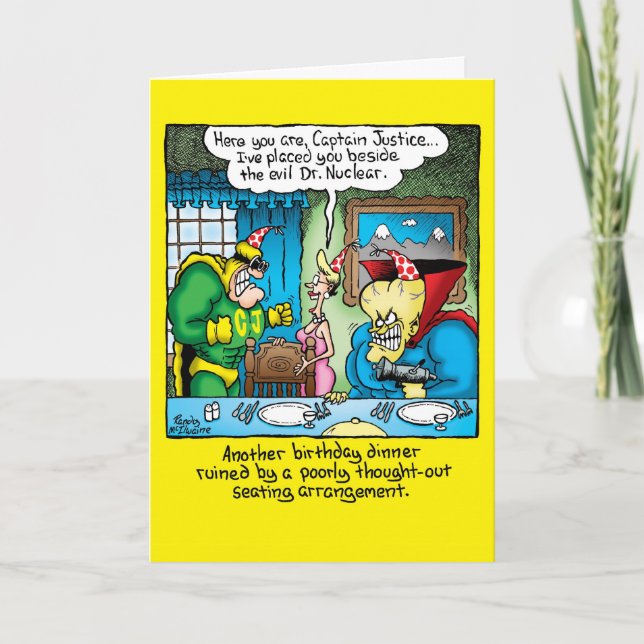 Superhero Cartoon Geburtstagskarte Karte (Vorderseite)