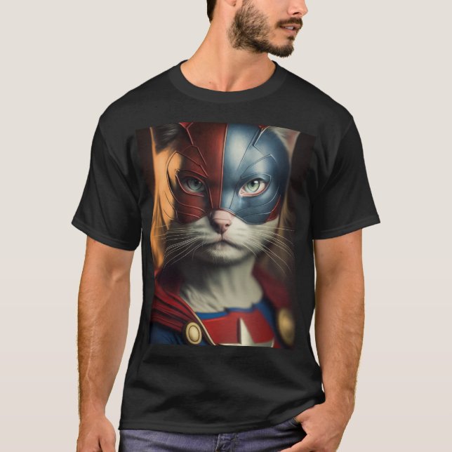 Superhero Cat T-Shirt (Vorderseite)
