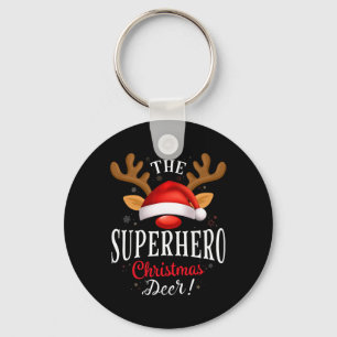 Superhero Christmas Deer Pjs Xmas Familie Matching Schlüsselanhänger