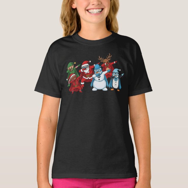 Superhero Christmas Squad Dabbing  T-Shirt (Vorderseite)