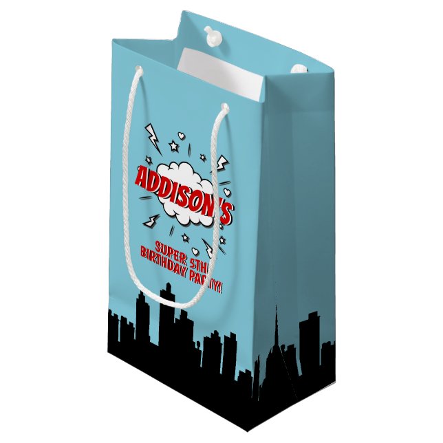 Superhero Comic Anniversaire de fête Sac cadeau (Devant Angle)