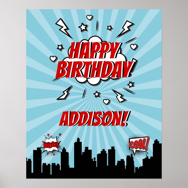 Superhero Comic Birthday Party Poster (Vorne)