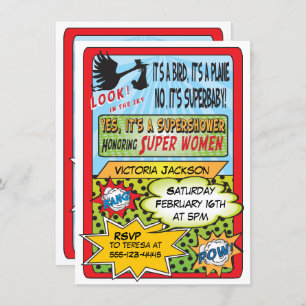 Superhero Comic Book Baby Shower Invitations
