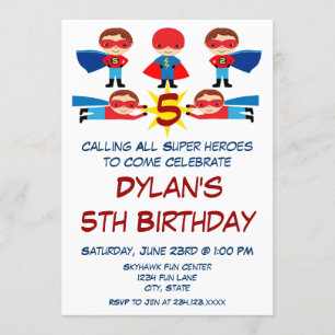 Superhero Comic Book Character Birthday Einladung