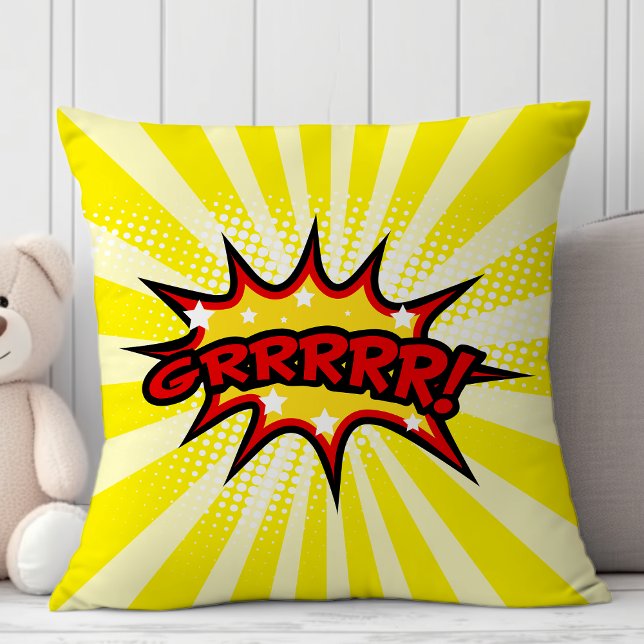 Superhero Comic Book Grr Cartoon Kissen (Von Creator hochgeladen)