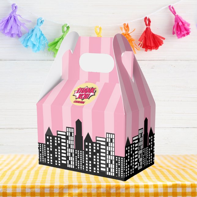 Superhero Comic Book Style Girl Birthday Pink Geschenkschachtel (Von Creator hochgeladen)