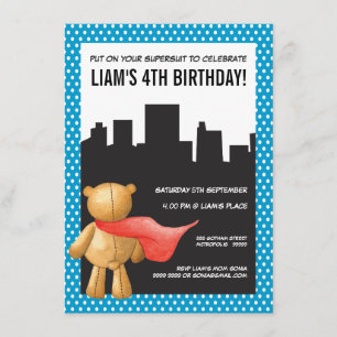 Superhero Comic Book Teddy Boys Invitation d'anniv