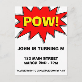 Superhero Comic Buch Thema Einladung Vorlage