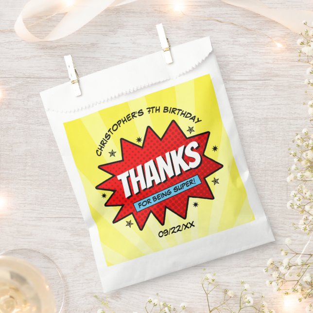 Superhero Comic buchen jedes Alter Geburtstag Geschenktütchen (Ausgeschnitten)