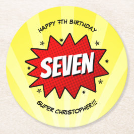 Superhero Comic buchen jedes Alter Geburtstag Runder Pappuntersetzer