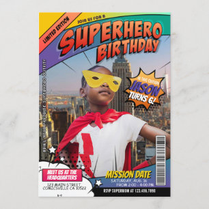 Superhero Comic Magazine Birthday Einladung