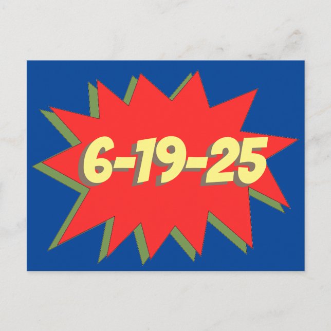 Superhero-Comic Save the Date Ankündigungspostkarte (Vorderseite)