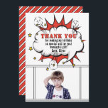Superhero Comic Speech Bubble Boy Birthday Dankeskarte<br><div class="desc">Superhero Comic Speech Bubble Boy Geburtstag Danke Karte. Fügen Sie Ihre Nachricht und Ihren Namen hinzu. Spaß Cartoon Geburtstag danke dir Karte für Jungs.</div>