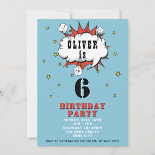 Superhero Comic Speech Bubble Boy Birthday Party Einladung