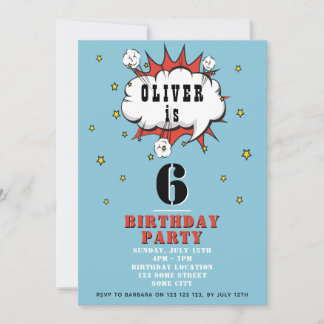 Superhero Comic Speech Bubble Boy Birthday Party Einladung