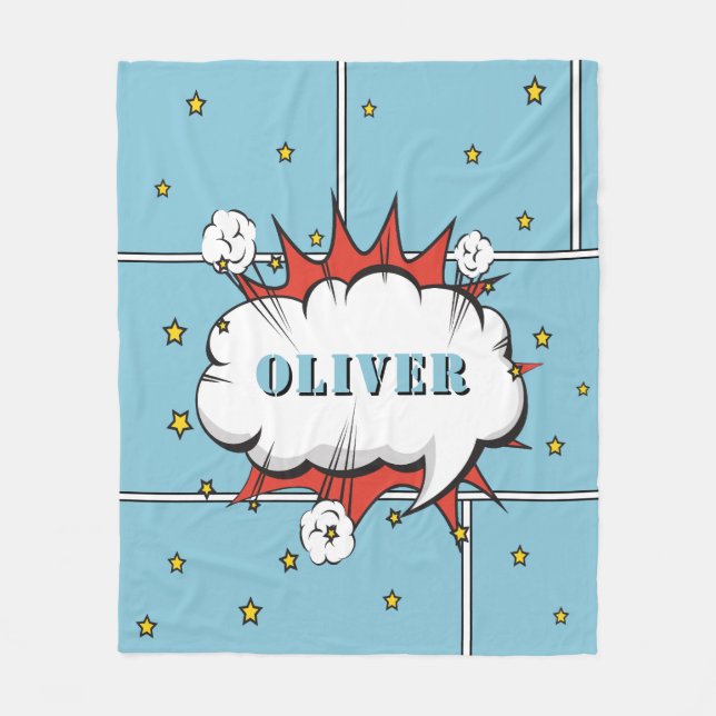 Superhero Comic Speech Bubble Boy Foto Fleecedecke (Vorderseite)