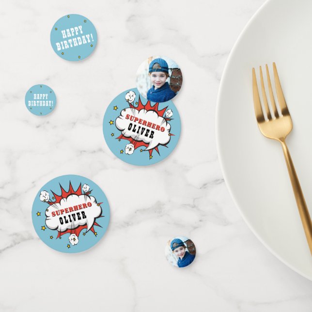 Superhero Comic Speech Cloud Boy Birthday Party Konfetti (Gruppe)