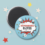 Superhero Comic Speech Cloud Boy Birthday Party Magnet<br><div class="desc">Superhero Comic Speech Cloud Boy Geburtstagsparty Magnet. Füge Deinen Namen hinzu. Spaß super Held Geburtstagsmagnet für Jungen.</div>