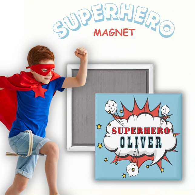 Superhero Comic Speech Cloud Boy Birthday Party Magnet (Von Creator hochgeladen)
