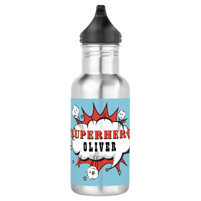 Superhero Comic Speech Cloud Boy Edelstahlflasche (Rechts)
