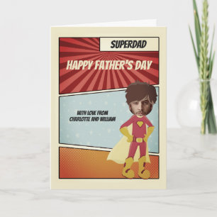 Superhero Comic Vater Happy Vathers Day Personalis Karte