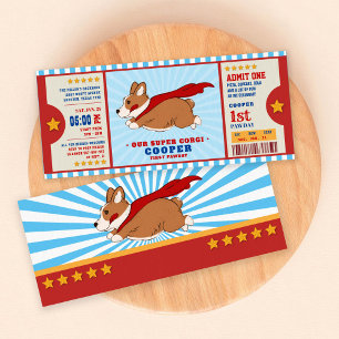 Superhero Corgi Welppy Birthday Party Einladung