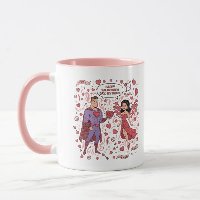 Superhero Couple Valentine Mug (Gauche)